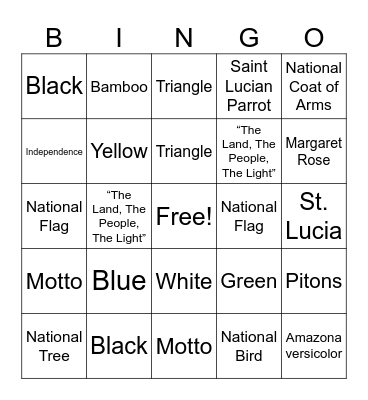 National Symbols of St. Lucia Bingo Card