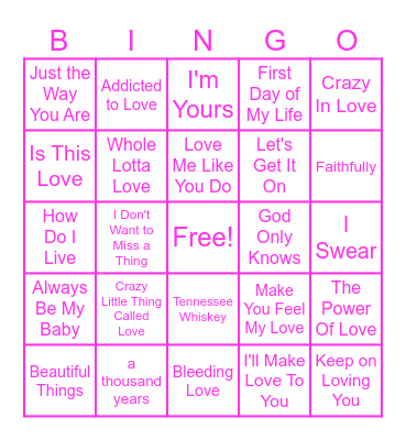 L-O-V-E Bingo Card