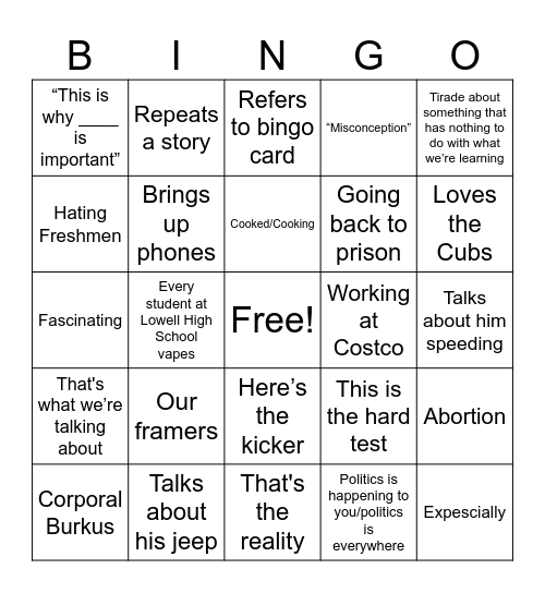 McLindon Bingo 2026 Bingo Card