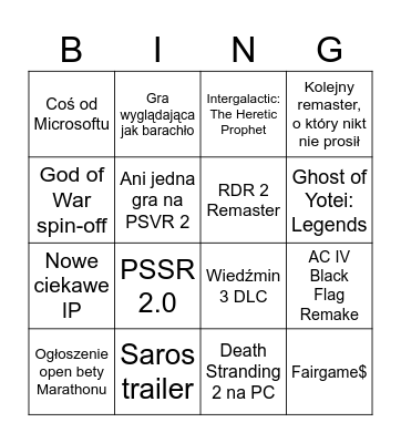 State of Play February 2026 Bingo Card