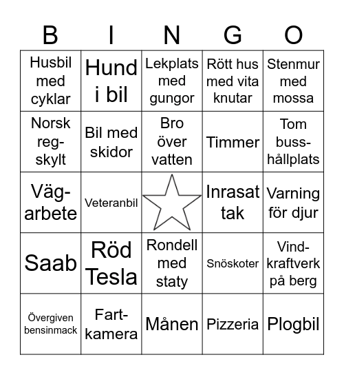 Bilbingo MELLAN - Sportlov 2026 Bingo Card