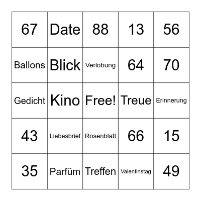 Valentines Tag Bingo Card