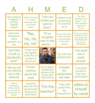 Sultan Ahmed Bingo Card