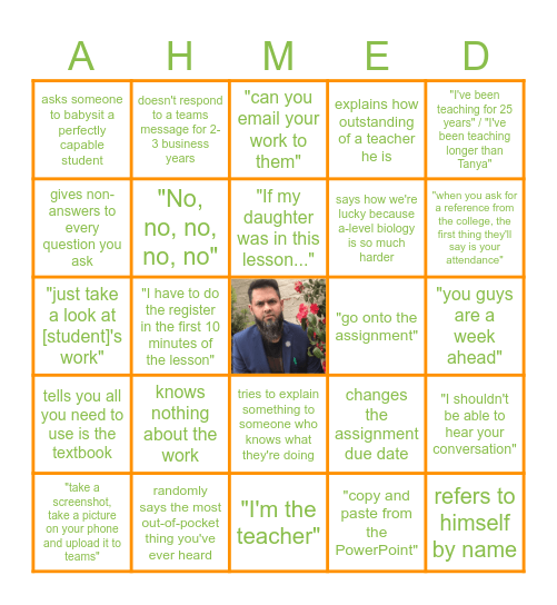 Sultan Ahmed Bingo Card