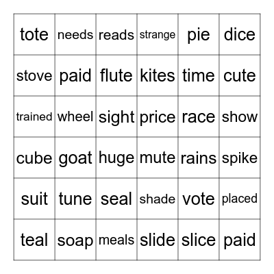 Long Vowels Say their name! Bingo Card