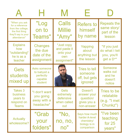 Sultan Bingo Card