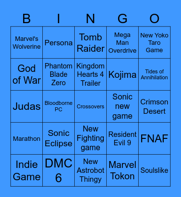 State of Play 2026 Bingo Card