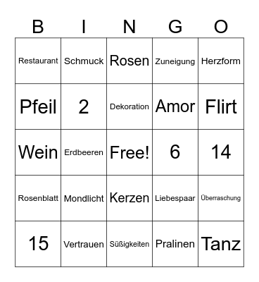 Valentines Tag Bingo Card