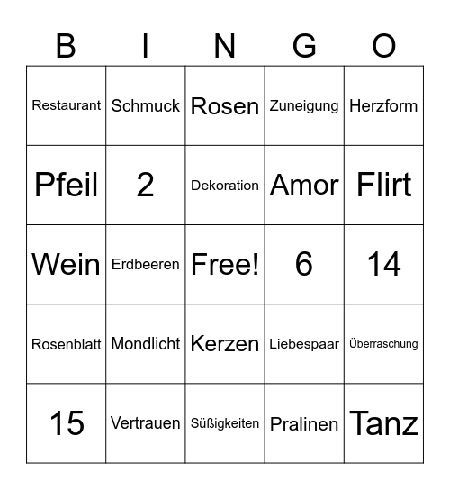 Valentines Tag Bingo Card