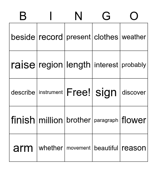 Bingo Card