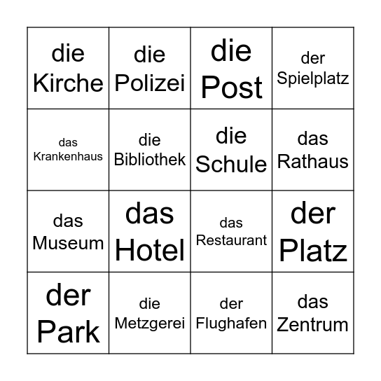 Meine Stadtplan Bingo Card