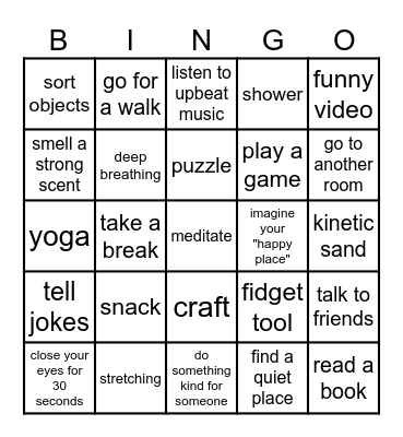 COPING STRATEGIES Bingo Card