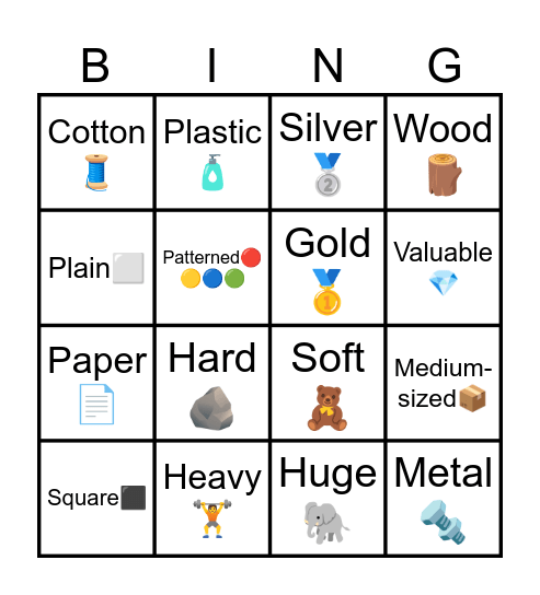 VOCABULARY Bingo Card