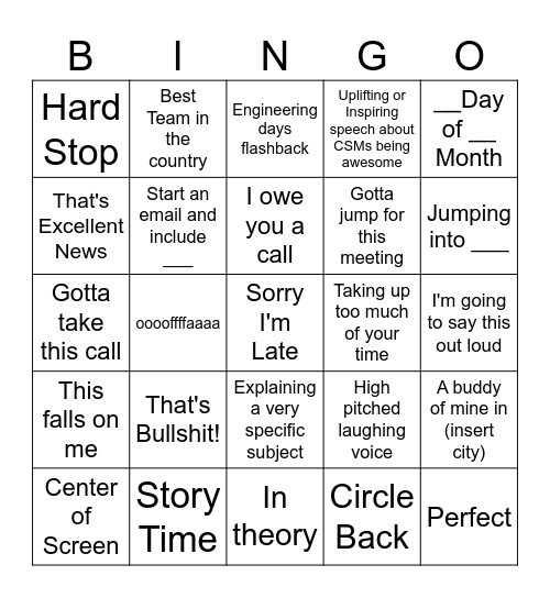 Garrett Bingo Card