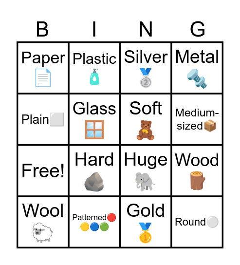VOCABULARY Bingo Card