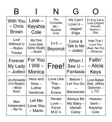 Lovers & Friends Bingo Card