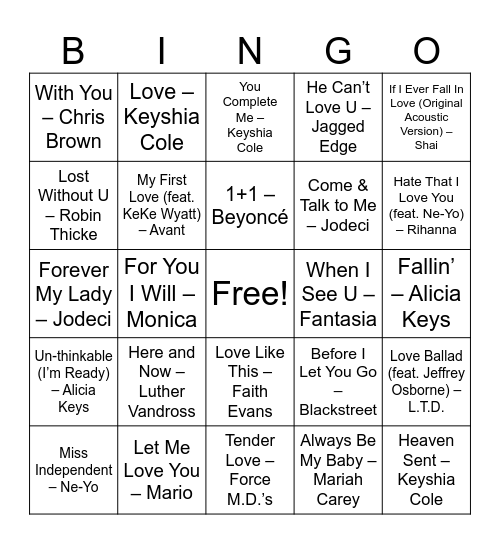 Lovers & Friends Bingo Card