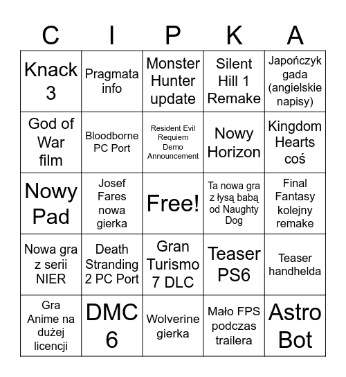 State of Gey 2026 Bingo Card