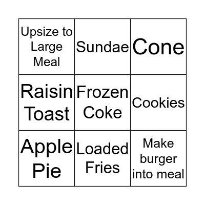 Suggestive Sell Bingo Card