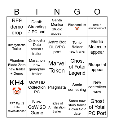 State of Play | February 12, 2026 Bingo Card