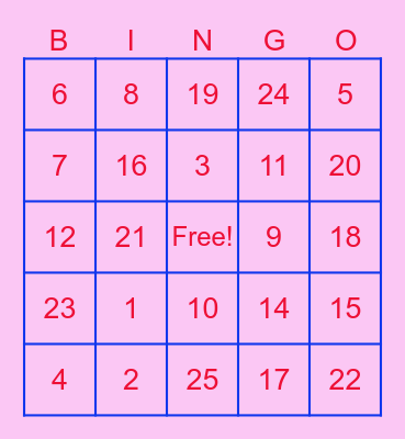 Bingo My Valentine Bingo Card