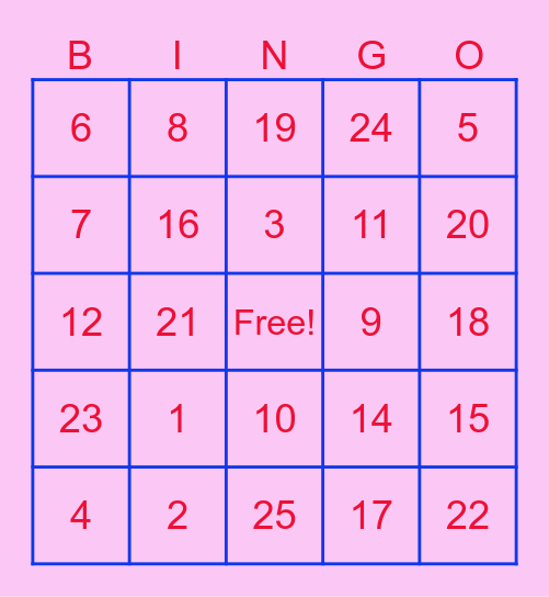 Bingo My Valentine Bingo Card