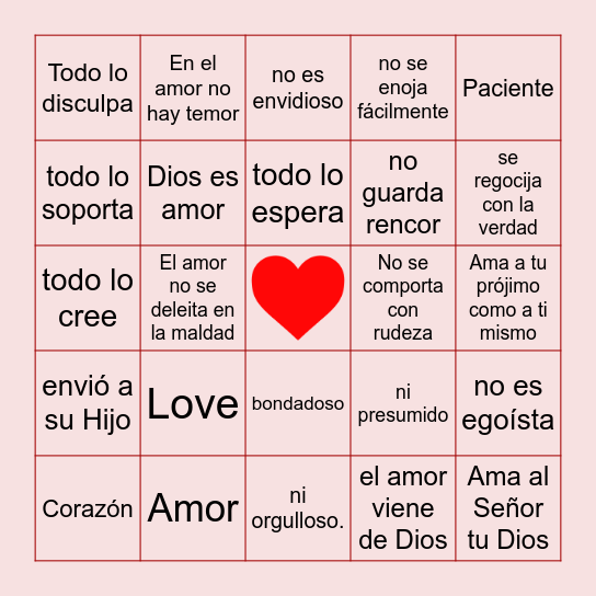 El amor es... Bingo Card