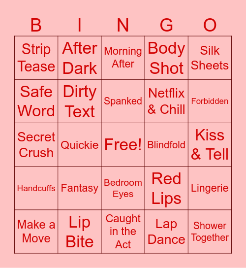 Valentines Day Bingo Card
