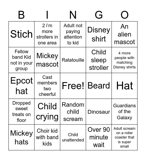 Band Kid bingo Card