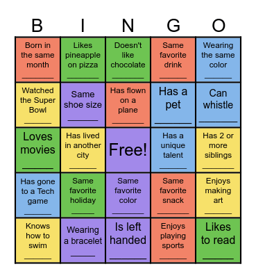 Social Bingo Card
