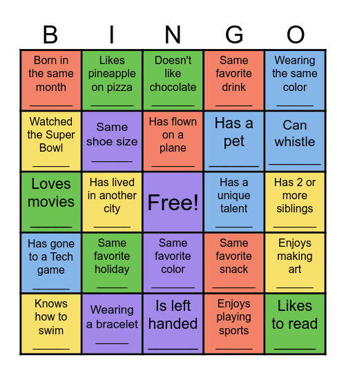 Social Bingo Card