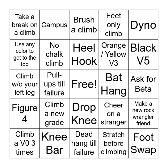 Rock Wrangler GBM #1 Bingo Card