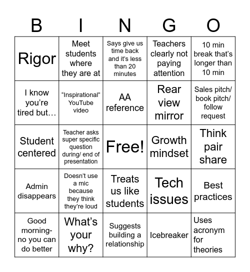 PD BINGO CARD Bingo Card