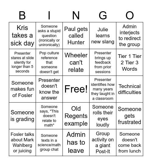 SPL WITsi BINGO Card