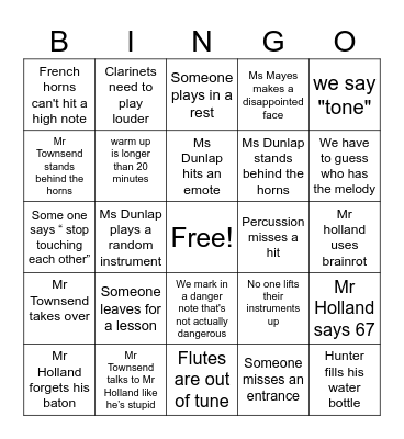 concert band bingo Card
