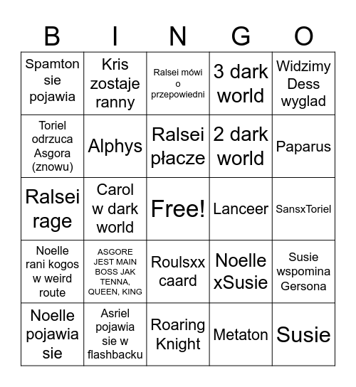 deltarune cz 5 Bingo Card