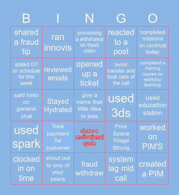 Fraud Force February Bingo Card