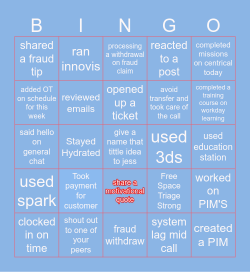 Fraud Force February Bingo Card