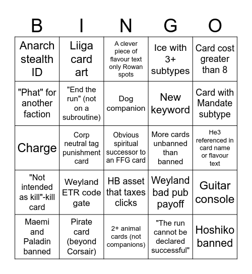 Vantage Point spoiler season bingo Card