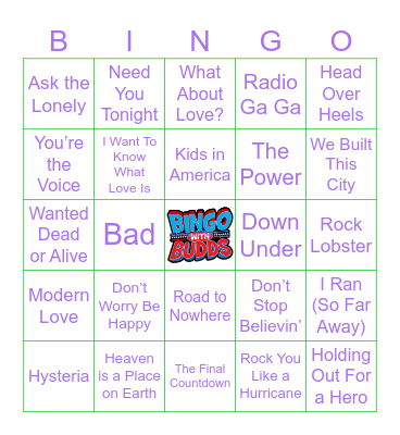 80s Bingo Mix #3 Bingo Card