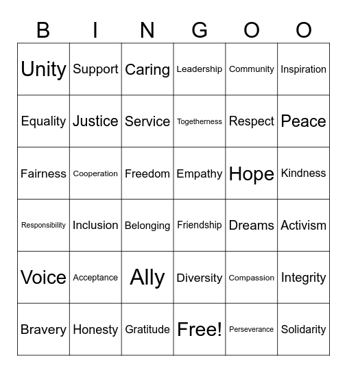 February Bingo Card