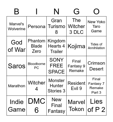 State of Play 2026 Bingo Card