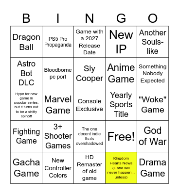 State of Play Bingo! Bingo Card