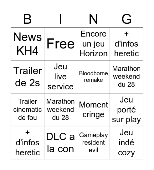 State of play 12/02 Bingo Card