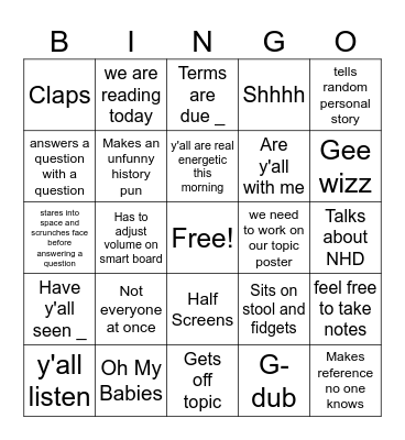 Mrs English BingoT Bingo Card