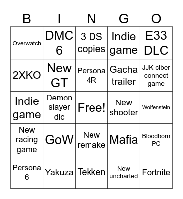 State of play 2026 Bingo Card