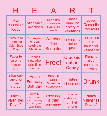 Galentines Fun Night Bingo Card