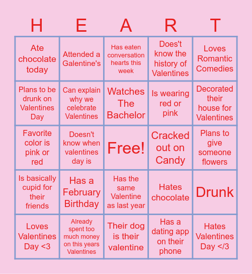 Galentines Fun Night Bingo Card