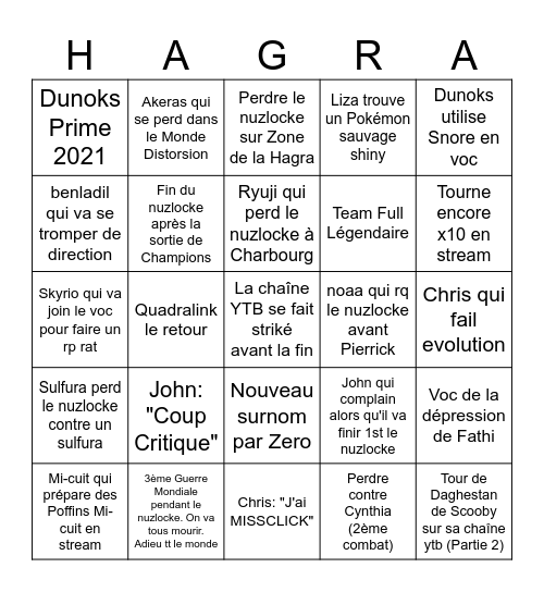 Marathon Platine Bingo Card