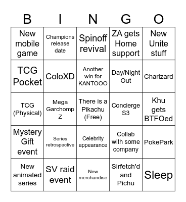 Pokemon Presents 2.2026 Bingo Card